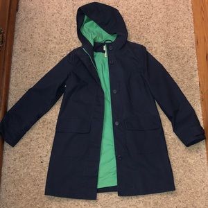 Navy blue LL Bean rain jacket